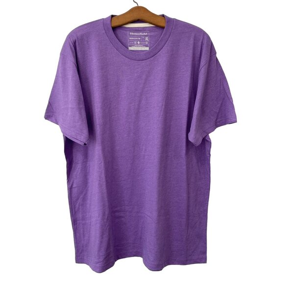 Homefield Crewneck Short Sleeve T Shirt Mens XL Heather Purple Cotton Poly Plain - Picture 1 of 6